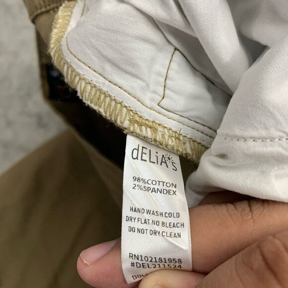 dELiA’s by Dolls Kill Pant Women XL Khaki Chasing Pavements Wide Leg Y2K Grunge - Picture 15 of 16